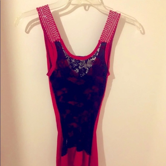 Red Blouse with Lacey Back - Picture 2 of 3